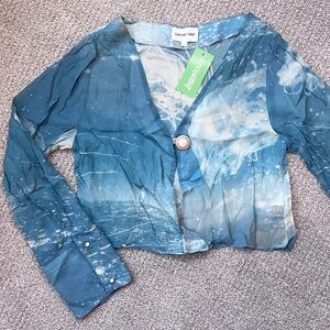 NWT Carmen Says sheer long sleeve blouse